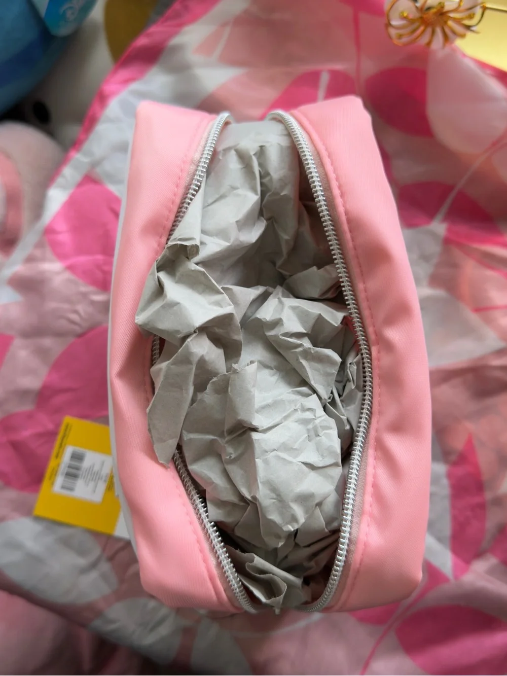 Peanuts Pink and White Snoopy Cosmetic Pouch - LOVE Heart Patch